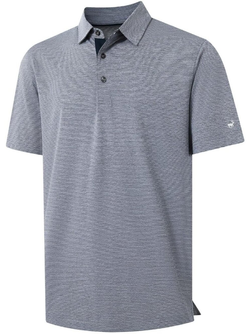 Mens Navy Heather Golf Short Sleeve Quick Dry Breathable Active Golf Polo Shirts